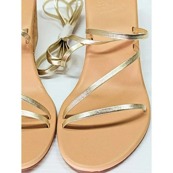 Ancient Greek Sandals Lithi Metallic Leather Wedge Sandals Size 39 (MSRP $370) - Picture 7 of 11